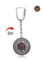 Ruby and Emerald Stone Star Model Double Sided Oxidized Silver Filigree Keychain 201025179 - 4
