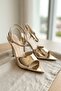 Madan Gold Mirror (8 cm) Pointed Toe Heeled Shoes - 2