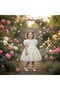 Girl's 3D Rose Lined Dress with Bow Detail - 2
