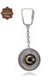 Ruby Stone Crescent and Star Model Oxidized Silver Filigree Keychain 201025174