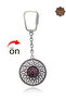 Ruby and Emerald Stone Drop Model Double-Sided Oxidized Silver Filigree Keychain 201025177 - 4