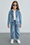 Stoned Elastic Waist Girls' Jeans 3-Piece Set - 4