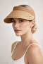 Women's Summer Straw Beige Visor Hat Crown Model Sun Protection Beach Hat - 2