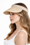 Women's Summer Straw Cream Visor Hat Crown Model Sun Protection Beach Hat - 4