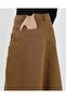Denim Skirt with Lace Detail - Camel - 6
