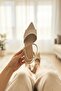 Rilla Beige Wrinkled Patent Leather (8 cm) Pointed Toe Heeled Shoes - 5