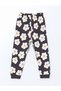 Lcw Baby Anthracite Crew Neck Floral Baby Girl Pajama Set - 3