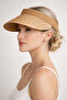 Women's Summer Straw Beige Visor Hat Crown Model Sun Protection Beach Hat - 6