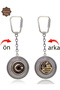 Ruby Stone Crescent and Star and Mardin Souvenir Double-Sided Oxidized Silver Filigree Keychain 201025171