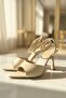 Rilla Beige Wrinkled Patent Leather (8 cm) Pointed Toe Heeled Shoes - 2
