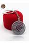 Ruby and Emerald Stone Zigzag Model Double-Sided Oxidized Silver Filigree Keychain 201025180 - 2