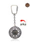 Ruby and Emerald Stone Ivy Model Double Sided Oxidized Silver Filigree Keychain 201025178 - 5