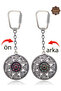 Ruby and Emerald Stone Ivy Model Double Sided Oxidized Silver Filigree Keychain 201025178