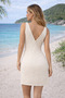 Women's Knitwear Dress White Sleeveless V-Neck Glittery Beach Style Zigzag Slim Fit Summer - 3