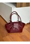 Faux Leather Women's Hand and Shoulder Bag with Strap Knot Detail