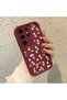 Samsung Galaxy S24 Ultra Compatible Cute Flower Pattern Burgundy Phone Case Soft Silicone