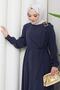 Buckle Detailed Tied Hijab Dress Smoked Hm2887 - 6