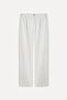 Women's Ecru Wide Leg Pleated Trousers
