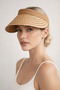 Natural Straw Women's Beige Visor Hat Crown Model Summer Beach & Vacation Sun Hat - 4