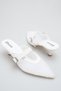 Women's Short Heeled Slippers White Mesh Pointed Toe Buckle Detailed Band - Stylish Daily Comfortable