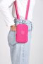Pink Wallet, Phone Holder, Crinkle Waterproof Fabric, Crossbody Shoulder Bag, 18X11Cm