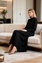 Women's Maxi Dress Shirt Collar Balloon Sleeve Long A-Line Woven Terryviscose Unlined Plain - 3