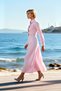 Women's Maxi Dress Lapel Long Sleeve Belted Unlined Skater Pattern Plain Woven Terrycotton