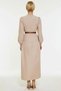 Women's Dress Maxi A-Line Crew Neck Long Balloon Sleeve Woven Terrycotton Unlined Plain Pattern with Belt - 6