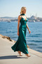 Women's Maxi Dress V-Neck Sleeveless Satin Woven Scarf Detailed Lined Plain Fit Long Length Stylish Event Wear