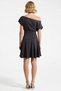 Women's Mini Dress Asymmetrical Collar Off Shoulder Short Sleeve Open Waist Ribbed Knitted Skater Pattern - 6