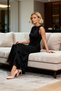 Women's Maxi Dress Crew Neck Sleeveless Shift Fit Floral Pattern Knitted Tulle Lined Ruffled Full - 3