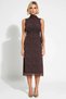 Women's Oversized Dress A-Line Bell Form Tie-Up High Neck Sleeveless Leopard Pattern Tulle Knitted Lined Stylish - 5