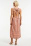 Women's Maxi Dress V-Neck Sleeveless Geometric Pattern Knitted Fabric Open Back High Slit Detail - 5
