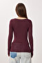 Lacy Transparent Knitted Blouse Lby0049 Mürdüm - 7
