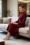 Women's Maxi Dress High Neck Long Sleeve Woven Fabric Skater Plain Pattern Belt Detailed Sports - 3
