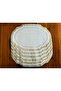 طقم طاولة طعام من الكتان المطرز باللون الذهبي المقاوم للبقع - 19 قطعة - 6