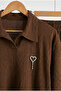 Stone Brooch Detailed Wrinkled Oversized Suit Set - 2
