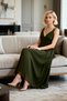 Women's Plus Size Maxi Dress V-Neck Sleeveless A-Line Tulle Knitted Fabric Gathered Waist Plain Patterned - 3