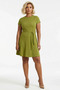 Women's Plus Size Mini Dress Crew Neck Short Sleeve Knitted Plain Belted Crepe Woven Summer Cut - 4