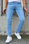 Men's Ice Blue Laser-Cut Slim Fit Stretch Fabric Jeans