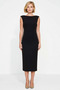 Women's Midi Dress Boat Neck Sleeveless Body-Hugging Woven Fabric Lined Back Detail Plain Pattern - 5