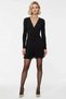 Women's Mini Dress V-Neck Long Standard Sleeve Skater Fit Knitted Plain Sandy Woven Zipper Closure - 4