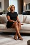 Women's Plus Size Mini Dress Crew Neck Short Sleeve Knitted Plain Belted Crepe Woven Summer Cut - 3