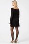 Women's Mini Dress Carmen Collar Long Sleeve Lace Knitted Skater Pattern Lined Extra Short Length Stylish - 6