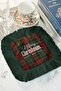 Luxury Plaid Fringed Presentation Napkin - Winter Festival Rustic Dark Green Patterned Coffee Presentation Napkin - 8