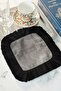 Luxurious Modern Wood Textured Fringed Presentation Napkin - Industrial Rustic Black Coffee Side Presentation Napkin - 6