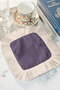 Luxurious Purple Fringed Coffee Side Presentation Cocktail Napkin - Simple Bohemian Lilac Ecru Coaster Tissue
