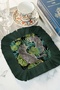 Exotic Charm Fringed Presentation Decoration Handkerchief-Wild Nature Tropical Bohemian Green Coffee Side Napkin