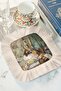 Palace Elegance Fringed Coffee Side Presentation Napkin - Oriental Bohemian Beige Coaster Presentation Handkerchief - 6