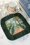 Elegant Peacock Motif Fringed Presentation Napkin - Tropical Garden Bohemian Green Coaster Tissue - 8